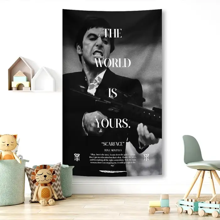 Scarface: le monde est votre tapisserie d'affiche de film classique avec peinture sur toile de Tony