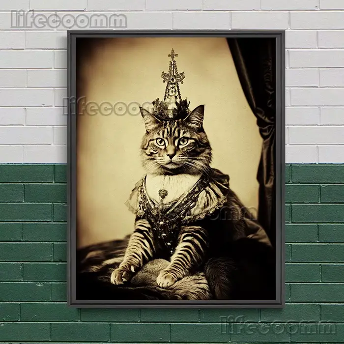 Peinture sur toile d'art mural antique de chat noir de sorcière de chat, affiche d'animal occulte go