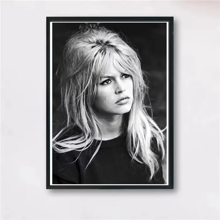 Affiche et impressions de star de cinéma française Brigitrer ardot, peinture sur toile, art mural, noir et blanc, décoration de chambre à coucher, cadeau pour la maison
