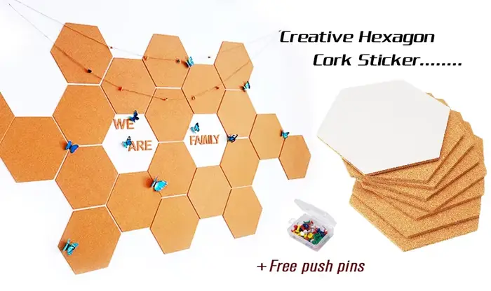 Autocollants en liège hexagonaux équilatéraux innovants