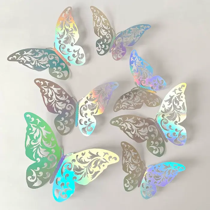 Papier peint papillons creux multicolores