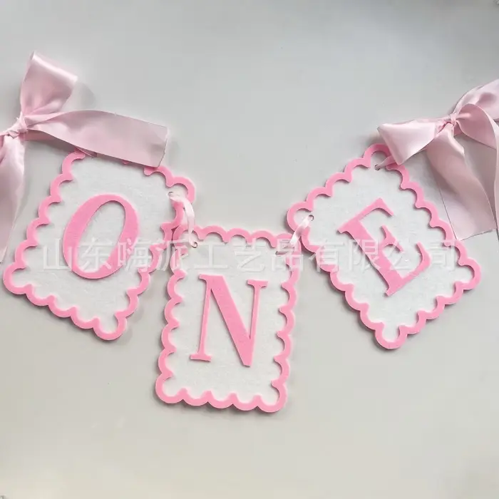Rose bleu une lettre bannière fond décoration murale un an bébé 1er anniversaire fête faveur