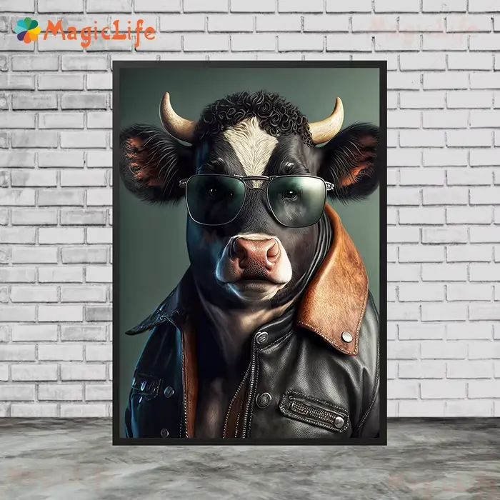 Cool Cow Like A Human Art Poster