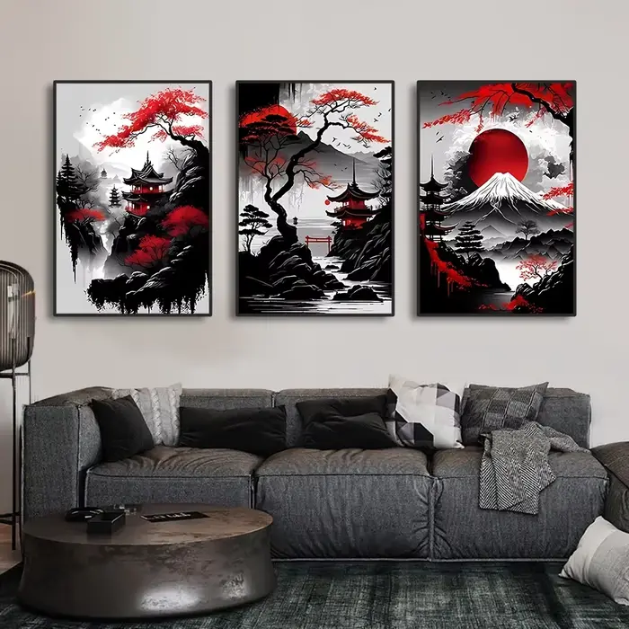 Affiche d'art mural de paysage naturel de Style japonais Vintage