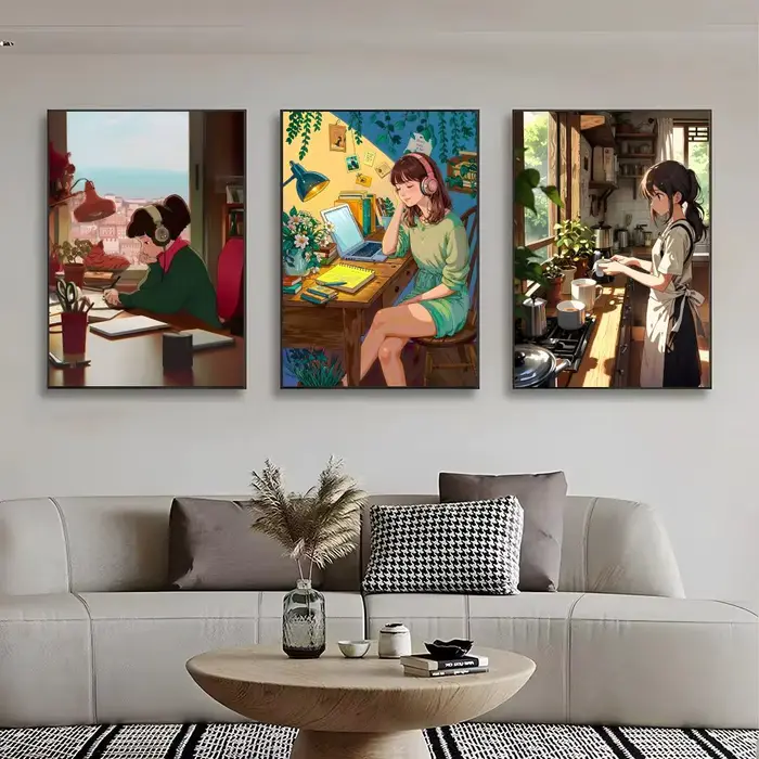 Poster d'art mural imprimé de l'anime Lofi Girl Spain Edition