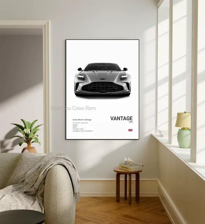 Affiche de voiture de sport britannique de luxe classique A-Aston Martin