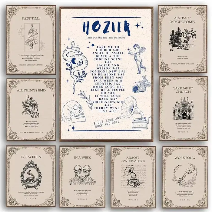 Hozier Music Star chanteur chanson paroles rétro affiche toile mur Art dans une semaine peintures pour Club Bar décor à la maison
