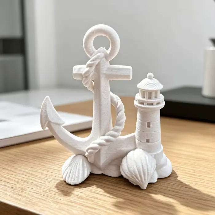 Statuette DIY Ancrage Nautique et Phare pour Décoration de Maison ou Bureau Thème Plage