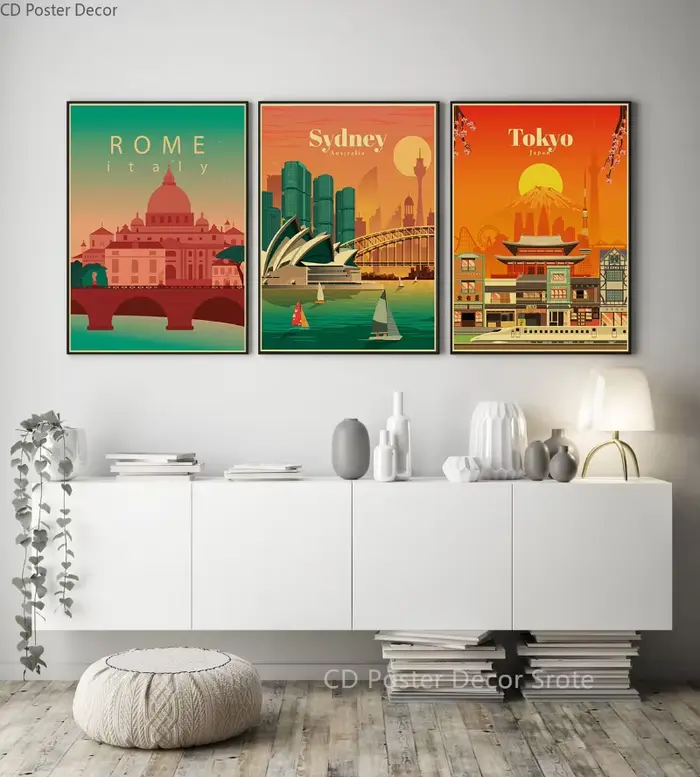 Affiche de voyage des villes mondiales