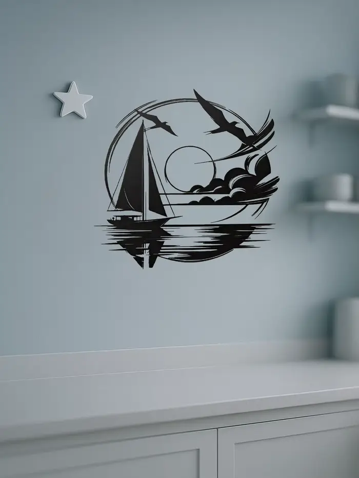 Idée cadeau nautique pour la maison – Décoration murale en métal pour voilier étanche pour espaces modernes