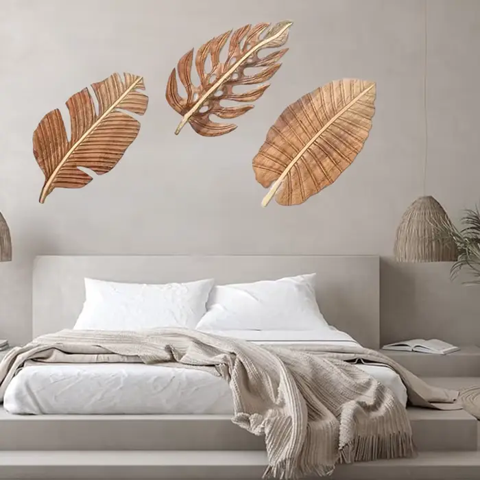 Décor artistique mural en feuilles de bois