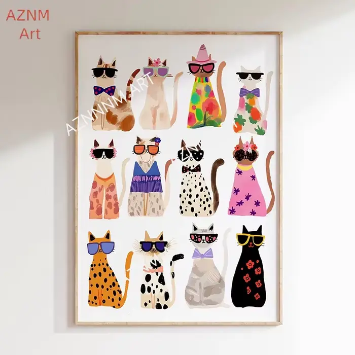 Peinture sur toile, affiches colorées et amusantes de chiens