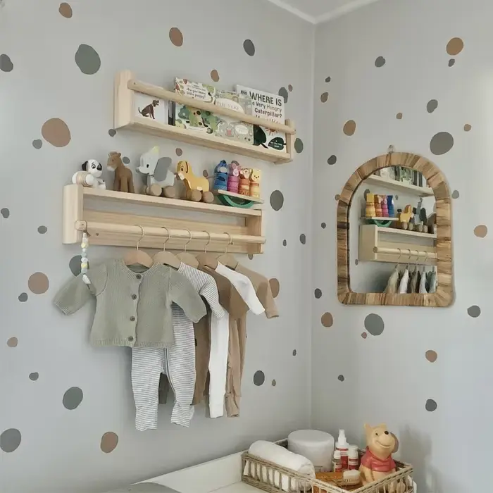 Autocollants muraux Boho à pois colorés pour enfants, sparadrap muraux amovibles pour pépinière, aff