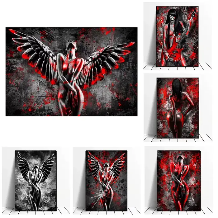 Impression sur toile de femme nue sexy rouge