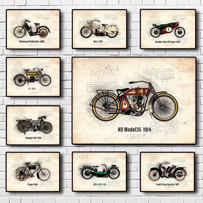 Affiche de moto classique rétro Megola 1920 Kreidler 50cc GP Racer 197