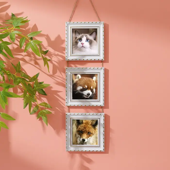 Trois cadres photo vintage en plastique