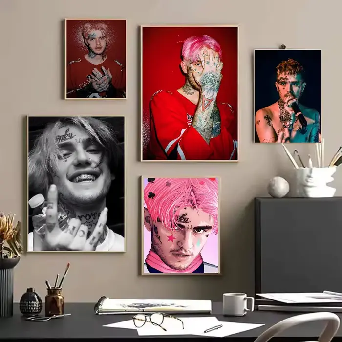 Lil Peep affiche auto-adhésive Art papier imperméable autocollant café maison Bar dortoir décoration murale