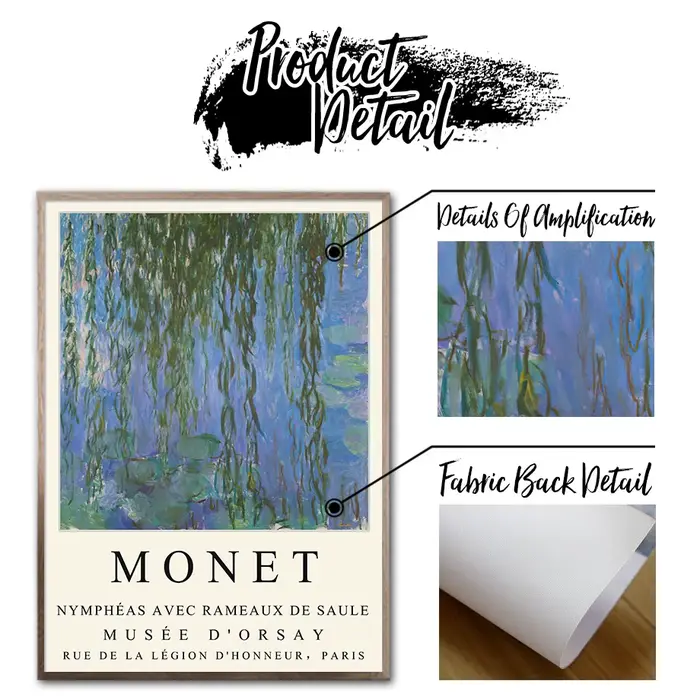 Affiche vintage de paysage abstrait de montagne et de rivière de Claude Monet