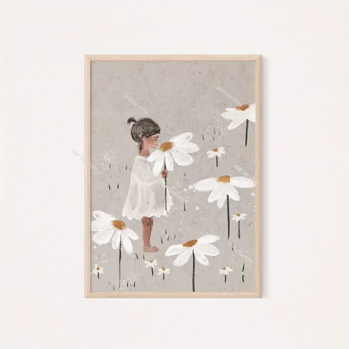 Affiche murale décorative bohème avec impression florale, art floral printemps/été, décoration pour 