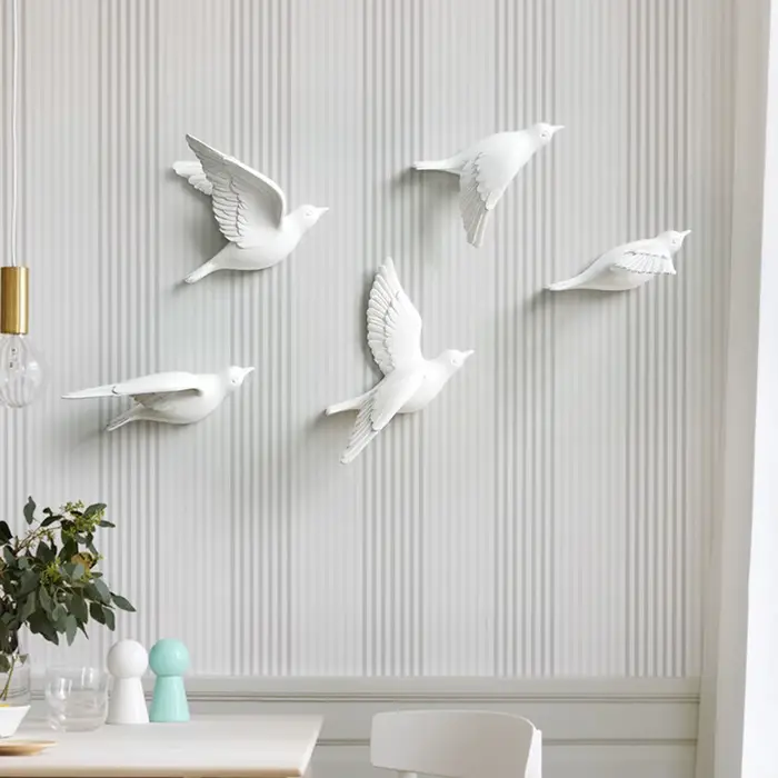 Autocollants muraux créatifs d'oiseaux en résine 3d