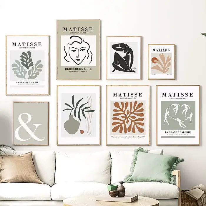 Henri Matisse Femme Visage Corps Abstrait Affiches Vintage Peinture sur Toile Vase Feuille Corail Impression Murale Art Photo Décoration Salon