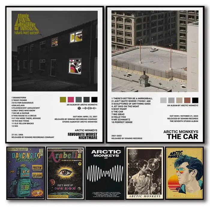 Affiche de musique de voiture de singe arctique des années 80