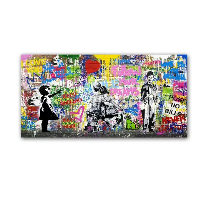 Banksy Street Art Graffiti urbain mur Art ballon fille toile peinture grande taille affiches et impr