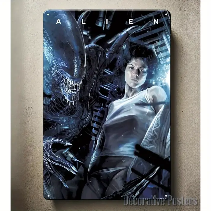 Affiche en métal du film Alien-Xenomorph & Ellen Ripley, décor de science-fiction rétro-plaque en fe
