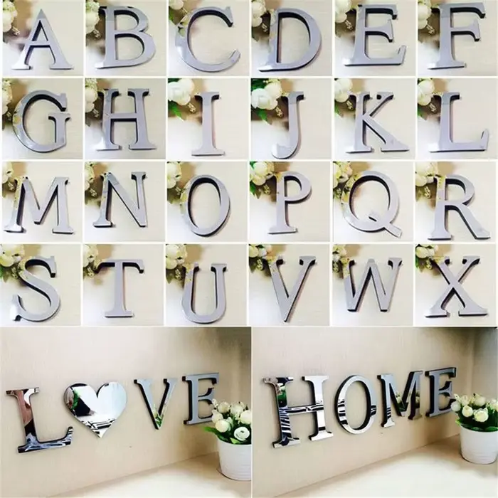 Autocollant Mural de Surface de miroir en acrylique avec lettres anglaises