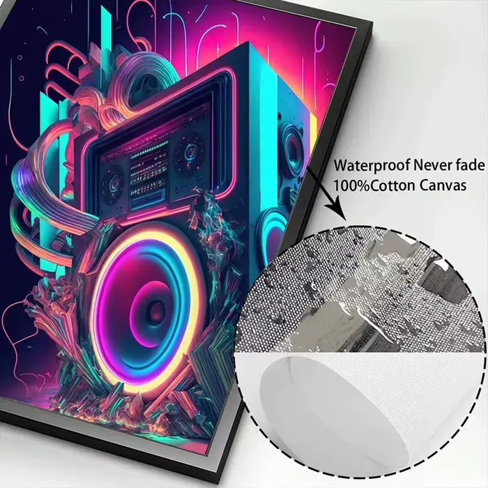 Affiche Pop Néon Punk Années 80 Musique Live DJ Guitare Karaoké Casque Peinture sur Toile Décoration Murale pour la Maison