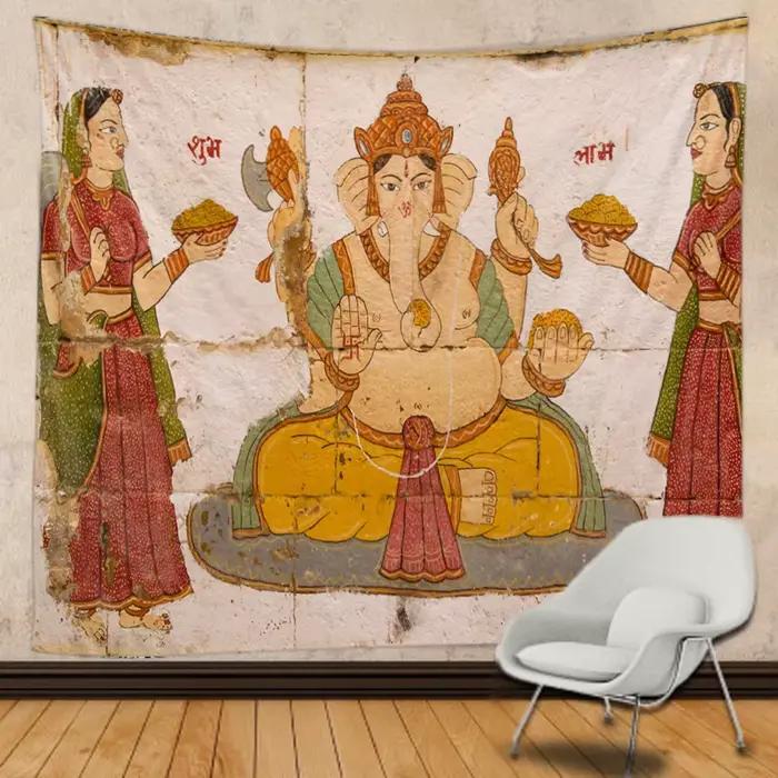 Tapisserie murale d'art de dieu indien Ganesha