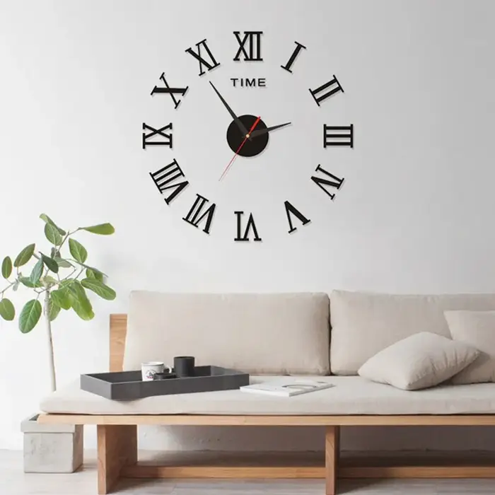 Horloge Murale Numérique 3D en Acrylique, Design de Chiffres Romains, Miroir, Mode, Grande Horloge M