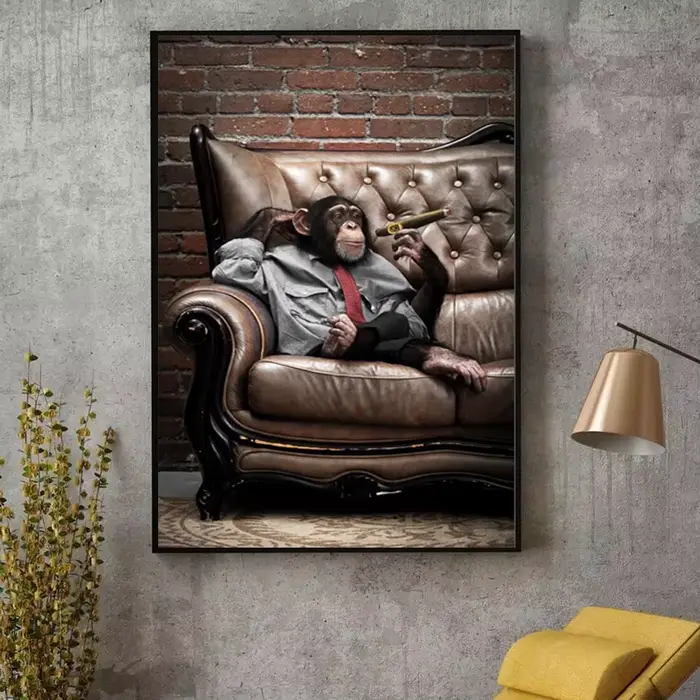 Peinture sur toile de singes qui fument