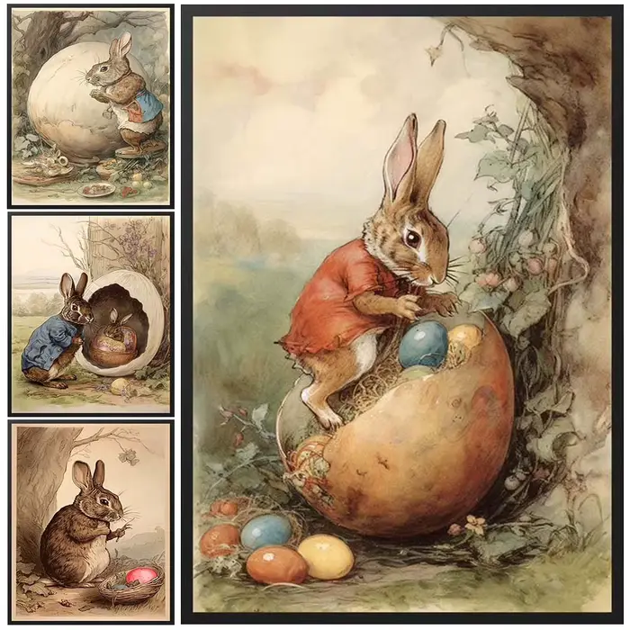 Affiches imprimées de lapin de pâques