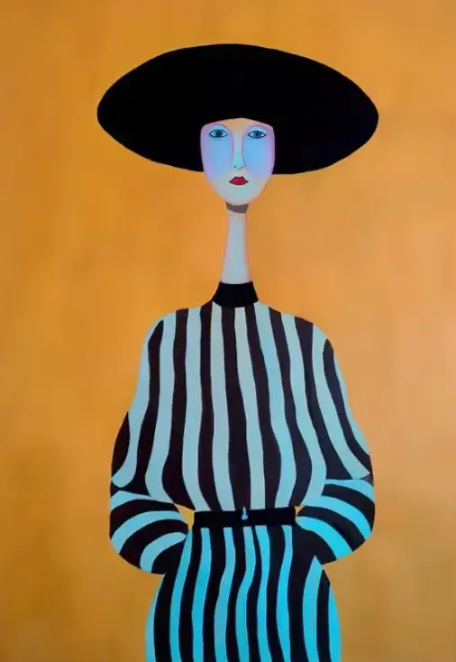 Affiches féminines de ligne d'art de mode surréaliste moderne, Style Modigliani abstrait, Portrait f