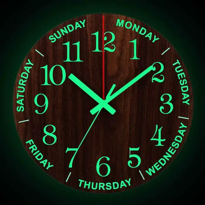 Horloge murale lumineuse 12 pouces en bois