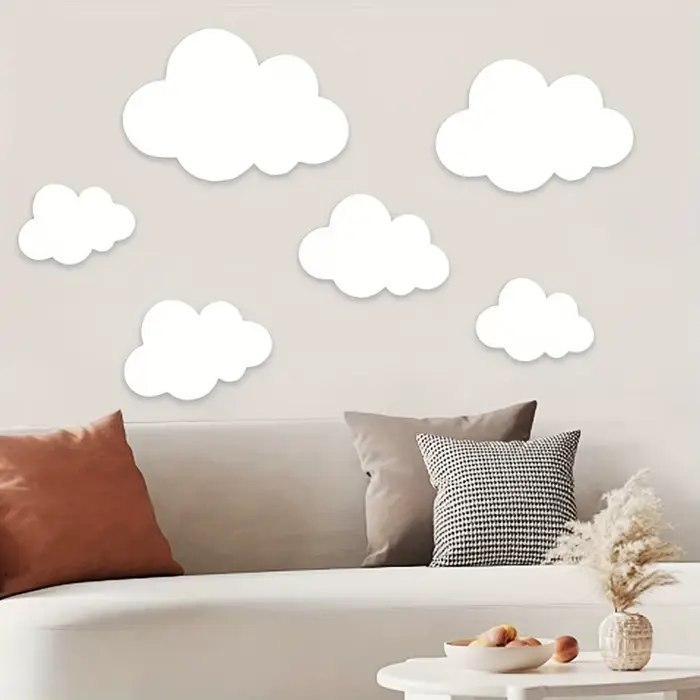 Lot de 3 décorations murales nuages en bois