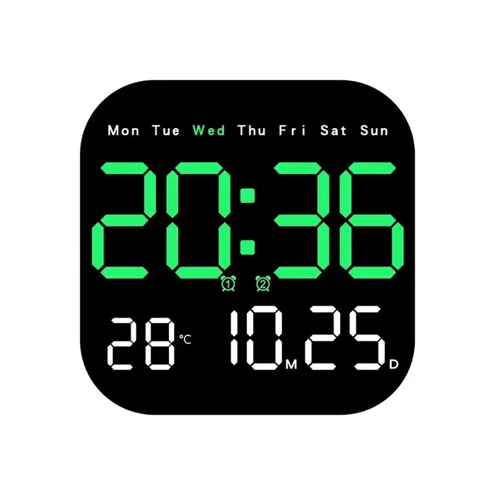 Horloge murale numérique réveil LED grand écran avec fonction de synchronisation télécommande horlog