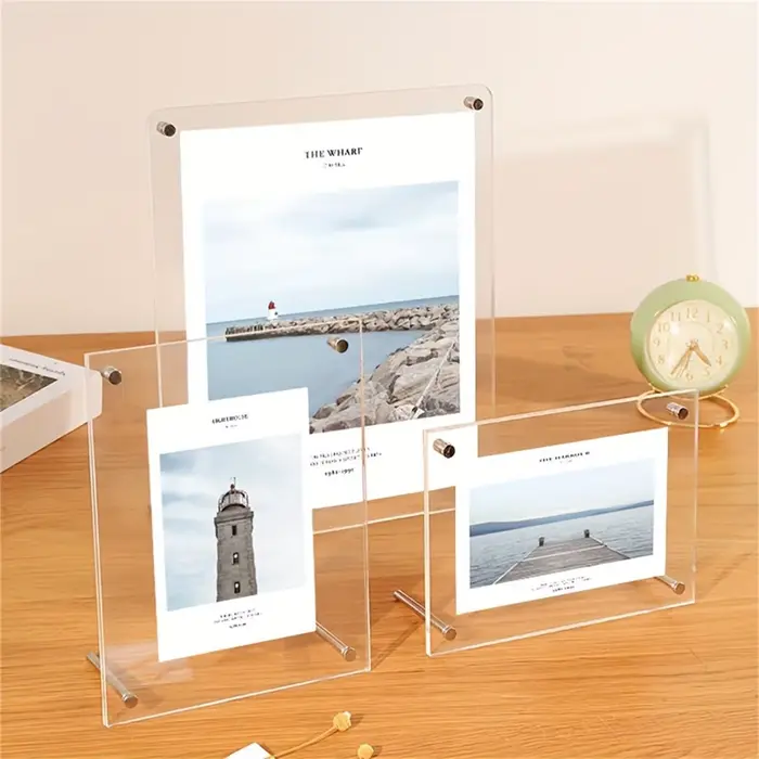 Cadre Photo en acrylique Table 6 pouces Double face cristal Transparent Ins carte postale présentoir