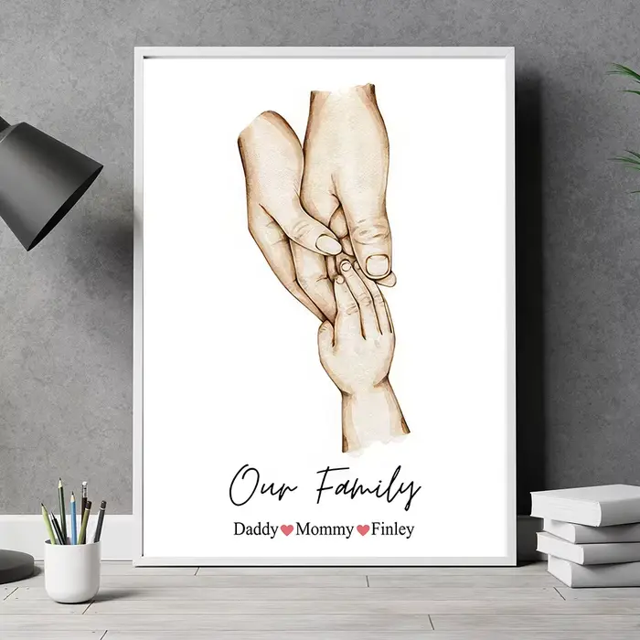 Affiche personnalisée à main de famille