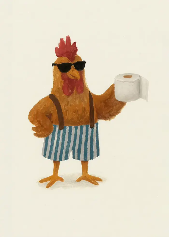 Affiche Murale Amusante : Otter, Canard, Raton Laveur en train de lire sur les toilettes - Art Anima