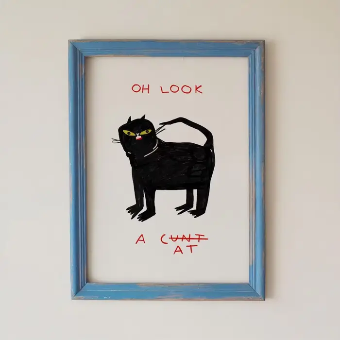 " Décor mural imprimé chat noir ludique et fantaisiste-affiche d'art humoristique et luxueuse pour accent de salon