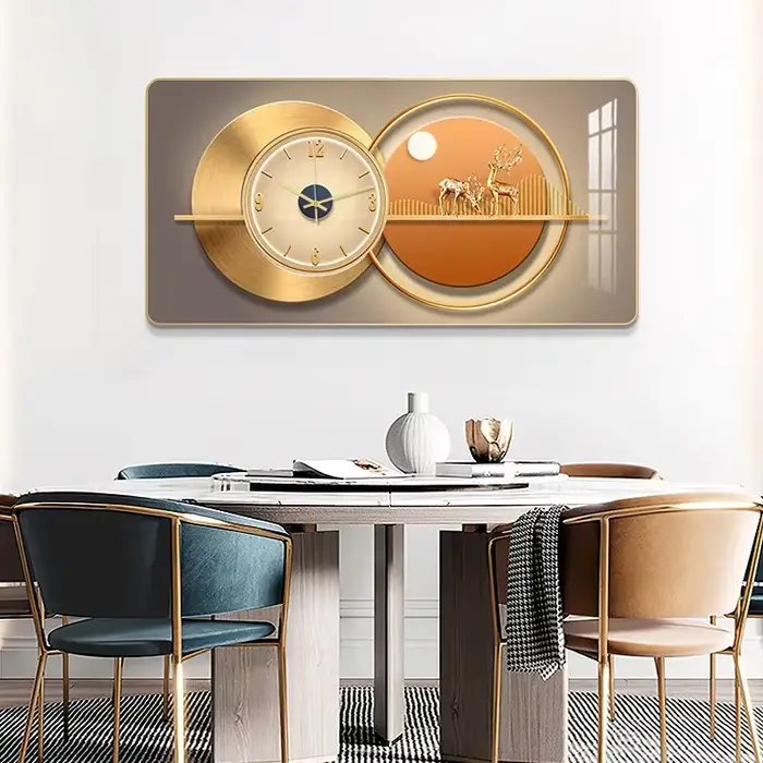 Horloge murale rectangulaire en porcelaine de cristal
