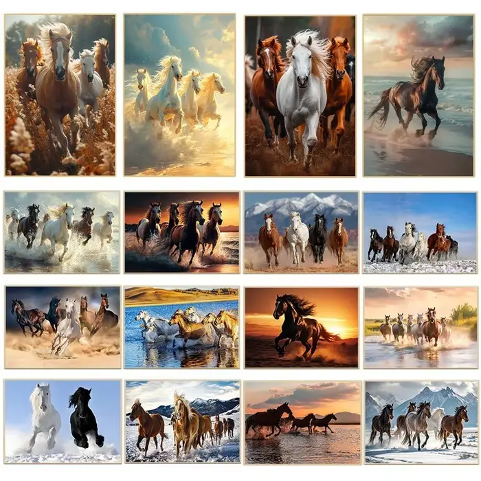 Affiche d'aquarelle de cheval sauvage élégant