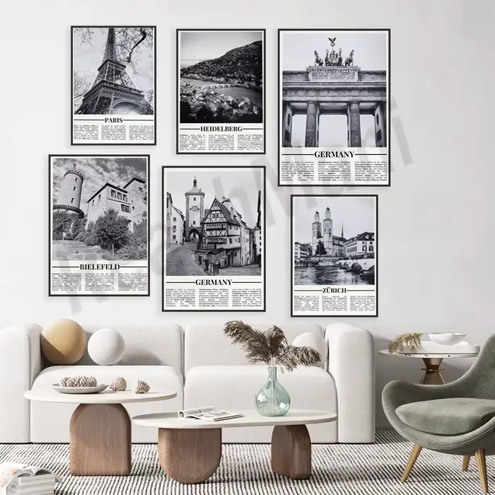 Affiche de voyage en noir et blanc