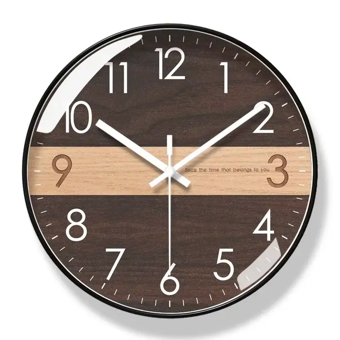 2025 nouvelle maison mode montre murale Texture en bois Simple horloge