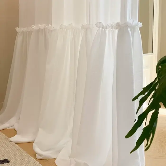 Rideaux transparents blancs de conception spéciale de jupe française pour les chambres de princesse,