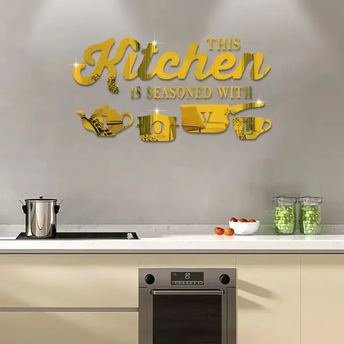 Autocollants muraux pour café, décoratifs pour cuisine, autocollants miroir en acrylique, autocollan