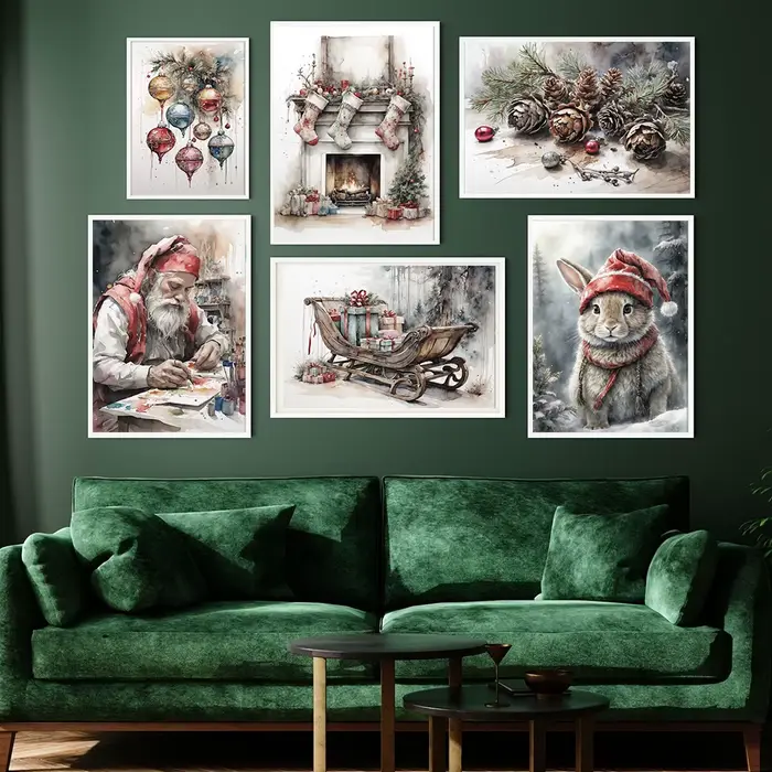 Affiche murale vintage de paysage esthétique de Noël