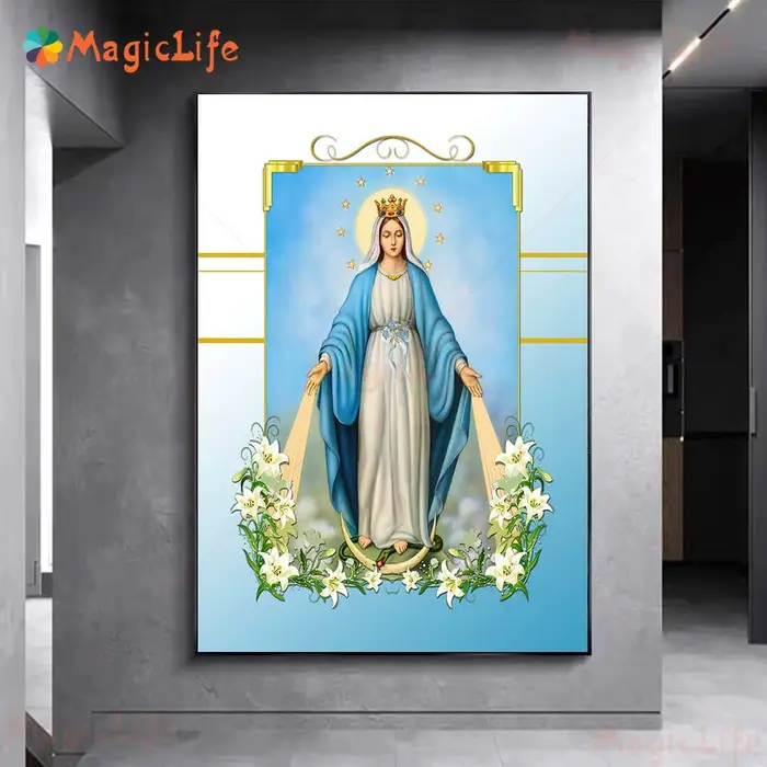 Notre-dame du chapelet Art religieux impression Saints catholiques mur Art toile peinture la vierge et l'enfant affiche